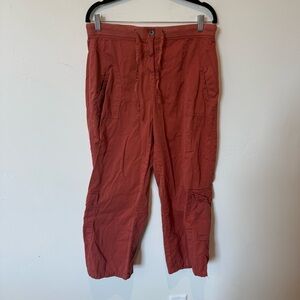 J Jill Rust Red Casual Pull On 100% Cotton Pants Womens Size 12 Petite Wide Leg